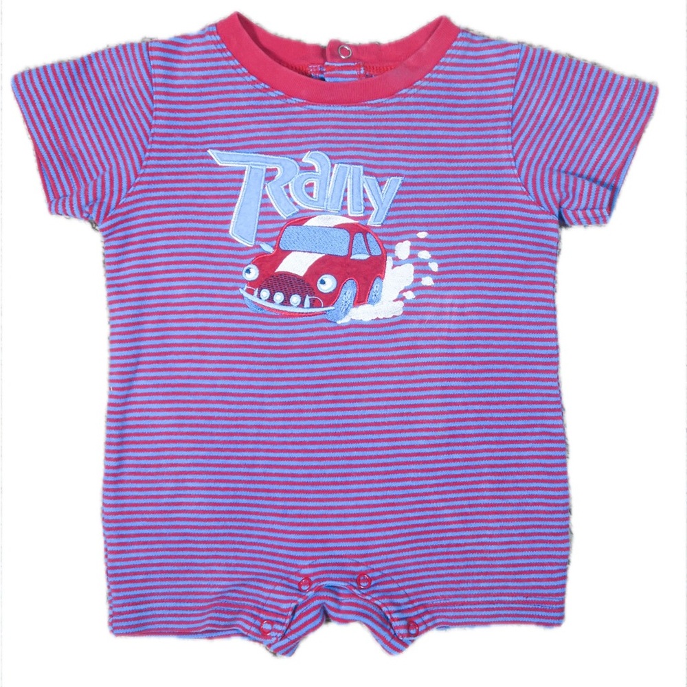 VINTAGE Baby Connection Baby Romper “Rally” Car Themed Size 12m